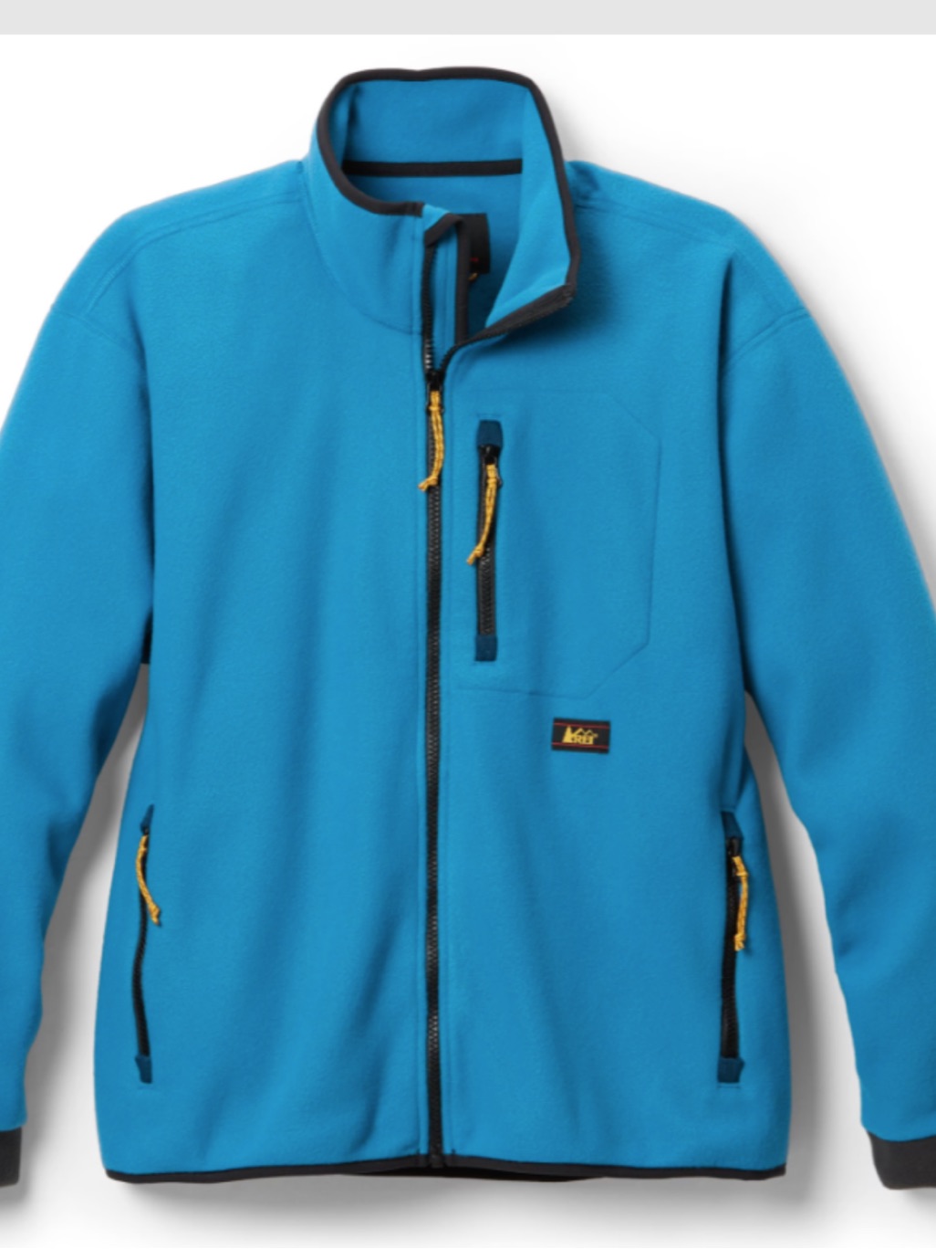 Rei Men’s Blue Full-Zip Fleece Jacket!! Blue W Yellow Detail! L!! Nwt